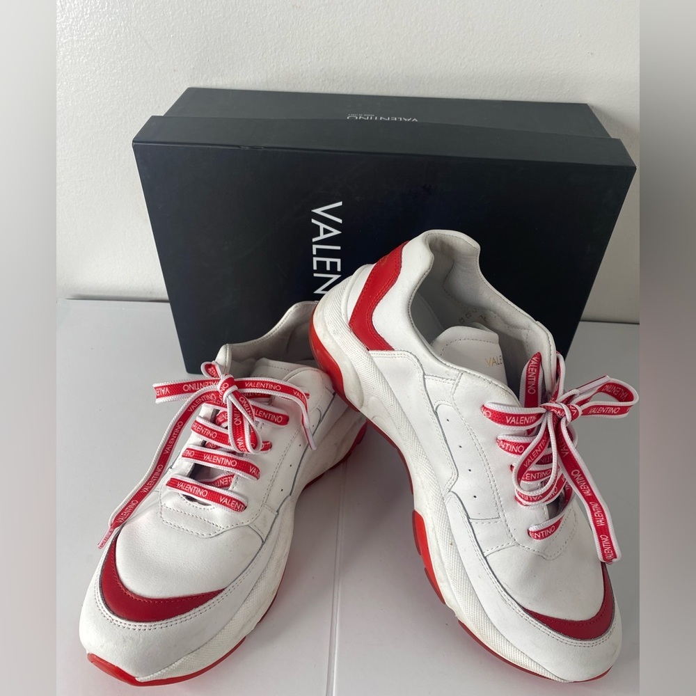 Valentino Red and White Casual Sneakers